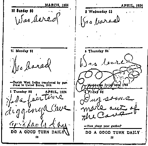 Scout diary: 30 Mar 1924 - 4 Apr 1924